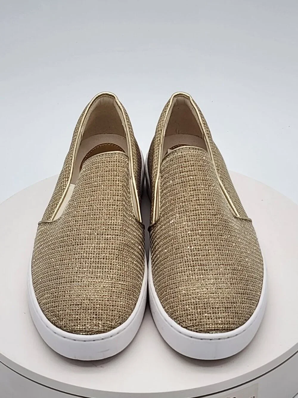 Michael Kors Keaton Pale Gold Glitter Slip-On Sneakers Women’s Size 8.5